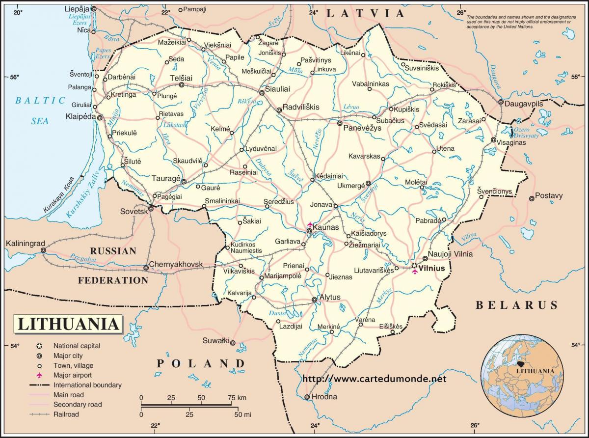 Peta dari negara Lithuania