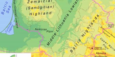 Peta dari Lithuania fisik
